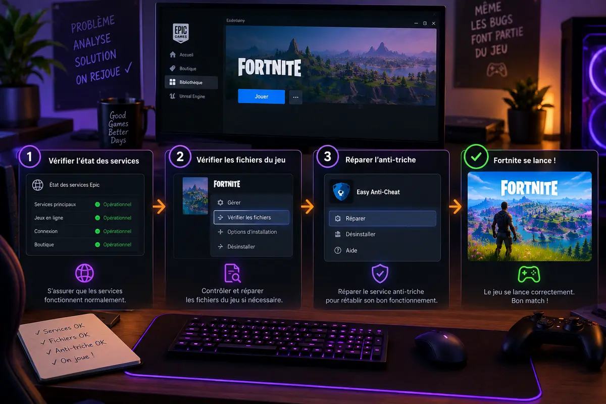 Étapes de diagnostic lorsque Fortnite ne se lance pas après une mise à jour