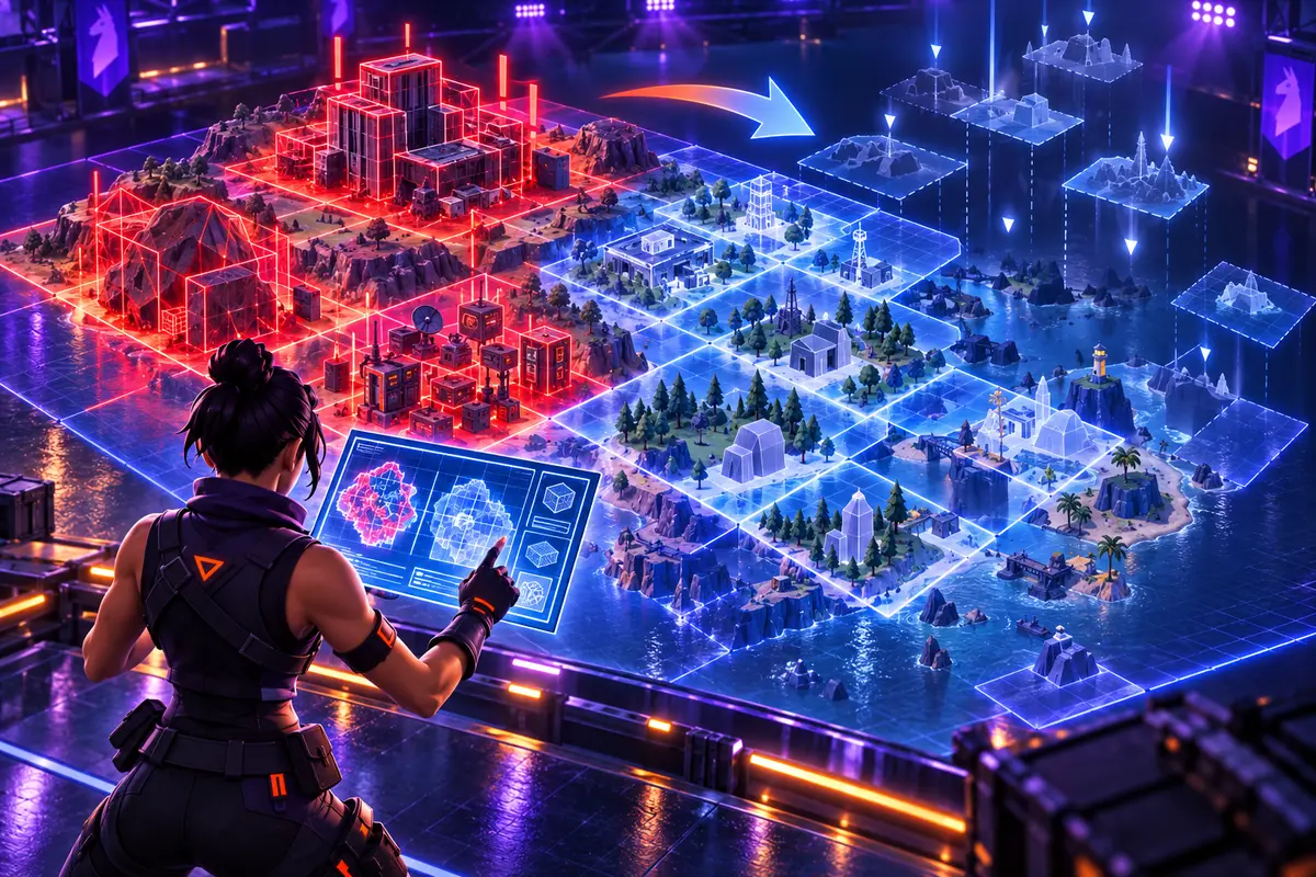 Créatrice utilisant un profil spatial pour optimiser les zones mémoire d’une map UEFN