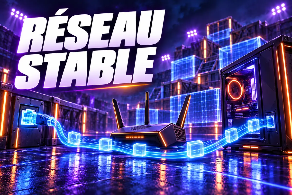 Connexion réseau stable entre routeur ordinateur et partie Fortnite