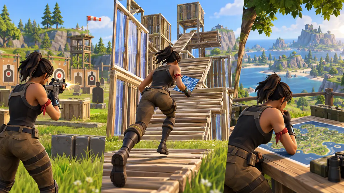 Routine Fortnite en trois étapes avec entraînement de visée, construction et analyse de partie